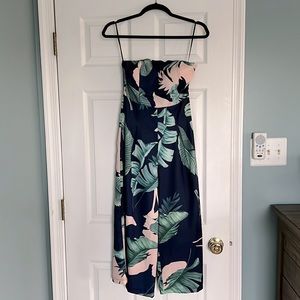 Lulus strapless floral capri jumpsuit